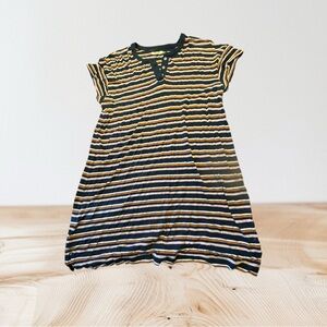 Madewell Navy and Orange Striped Dress